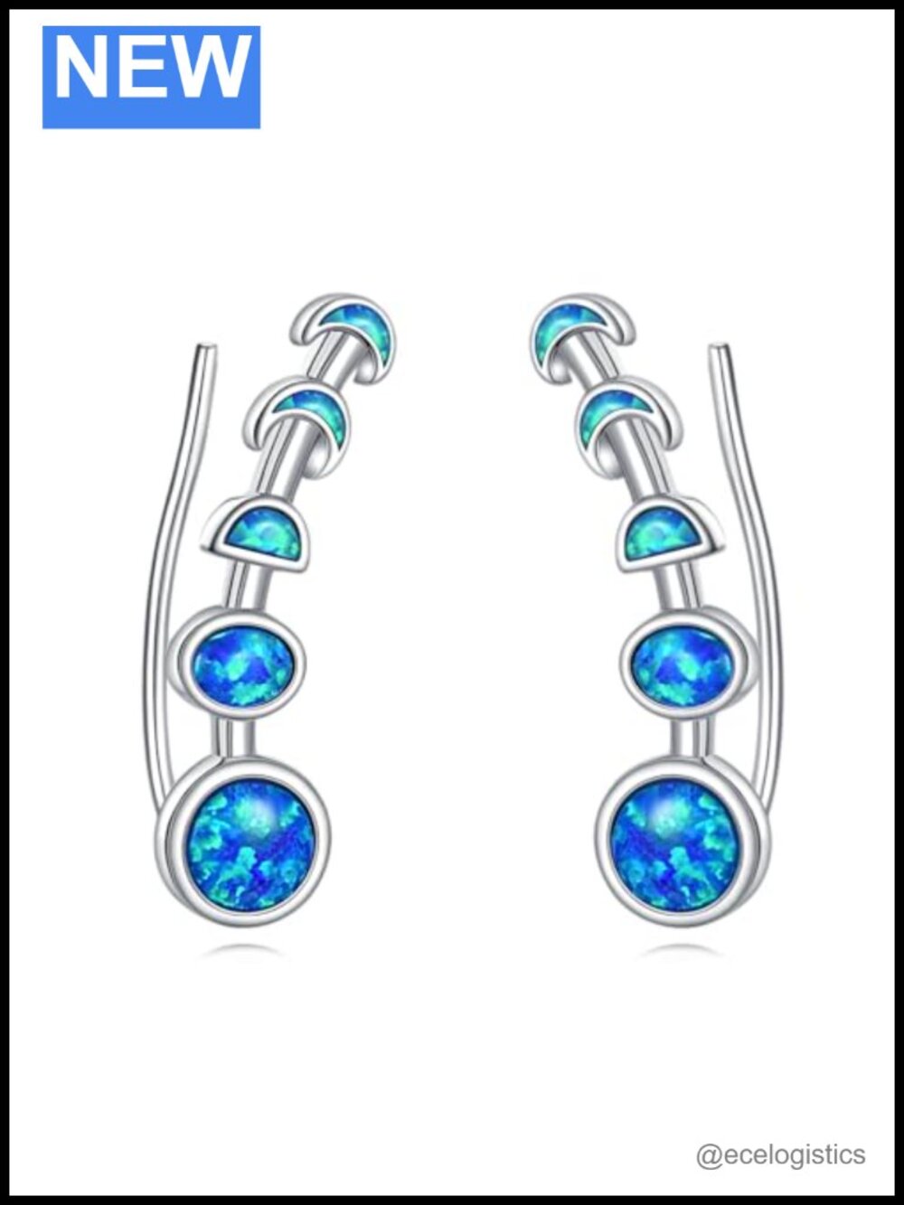 925 Sterling Silver Moon Ear Crawler Wrap Earrings